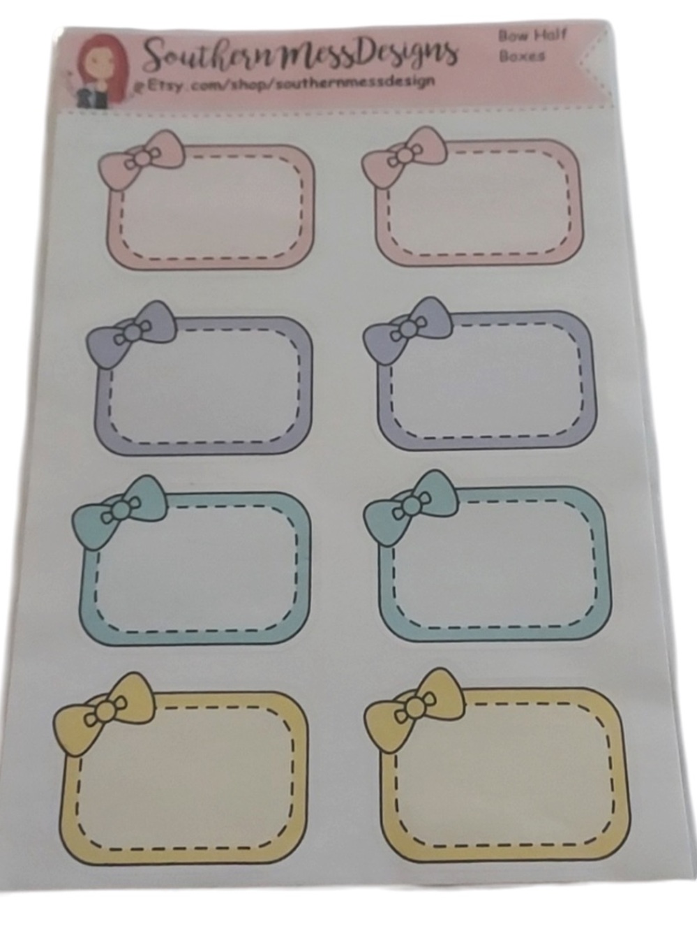 SOUTHERNMESSDESIGNS bow half boxes 8 stickers